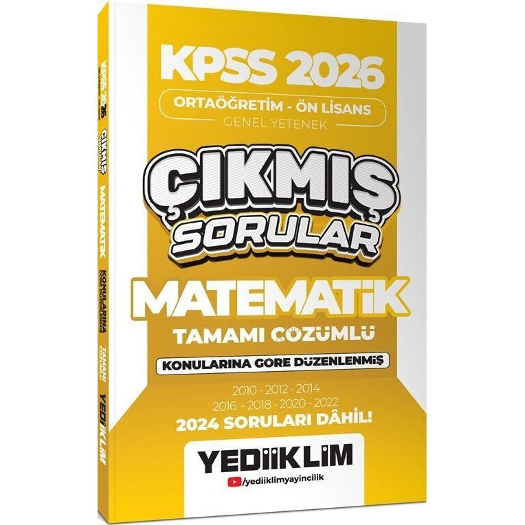 KPSS 2026 Ortaöğretim - Önlisans Matematik Konularına Göre Çıkmış Sorular 2024 Soruları Dahil | Yediiklim Yayınları (İnce Kapak)