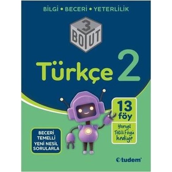 2.Sınıf Türkçe 3 Boyut | Tudem Yayınları - Ders Kitapları (İnce Kapak)