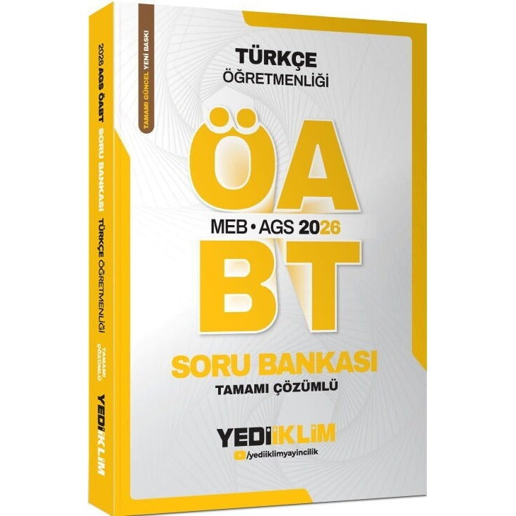 2026 MEB-AGS ÖABT Türkçe Öğretmenliği Tamamı Çözümlü Soru Bankası | Yediiklim Yayınları (Ciltsiz)