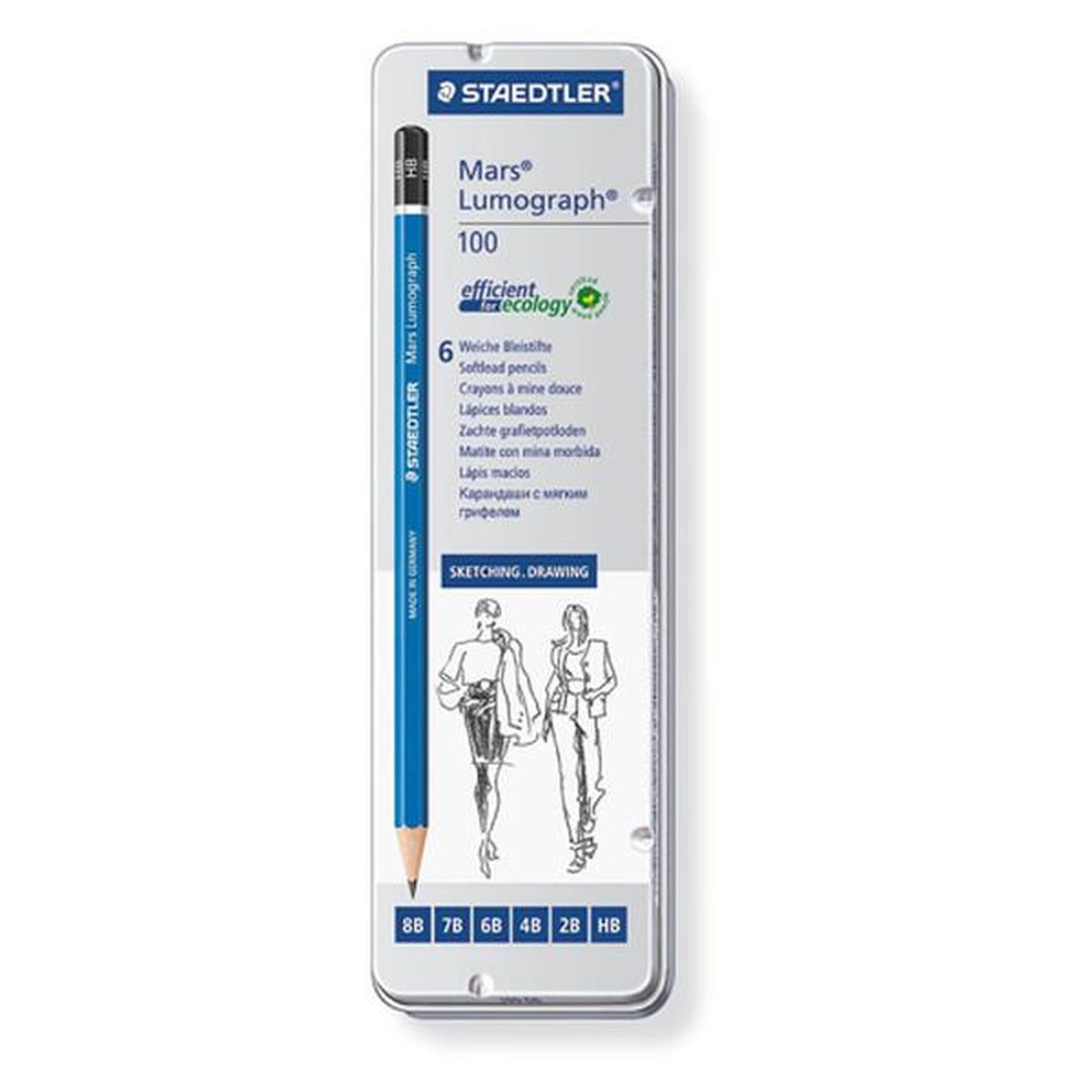 Staedtler Mars 6'lı Metal Kutu Kurşun Kalem Seti