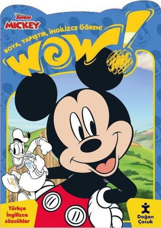 Wow! Disney Junior Mickey Boyama Kitabı - Boya Yapıştır İngilizce Öğren! Türkçe İngilizce Sözcükle | Doğan Çocuk (İnce Kapak)