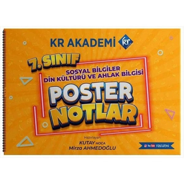 7.Sınıf Sosyal Bilgiler Din Kültürü ve Ahlak Bilgisi Poster Notlar | KR Akademi (İnce Kapak)