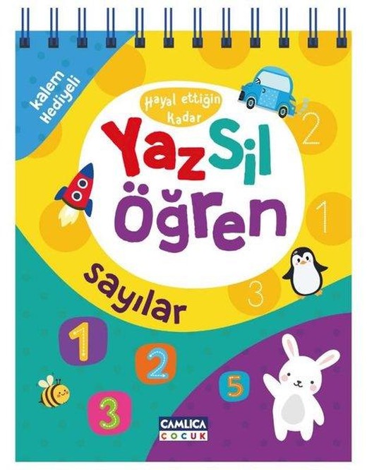 Hayal Ettiğin Kadar Yaz Sil Öğren - Sayılar - Kalem Hediyeli | Çamlıca Çocuk Yayınları (İnce Kapak)