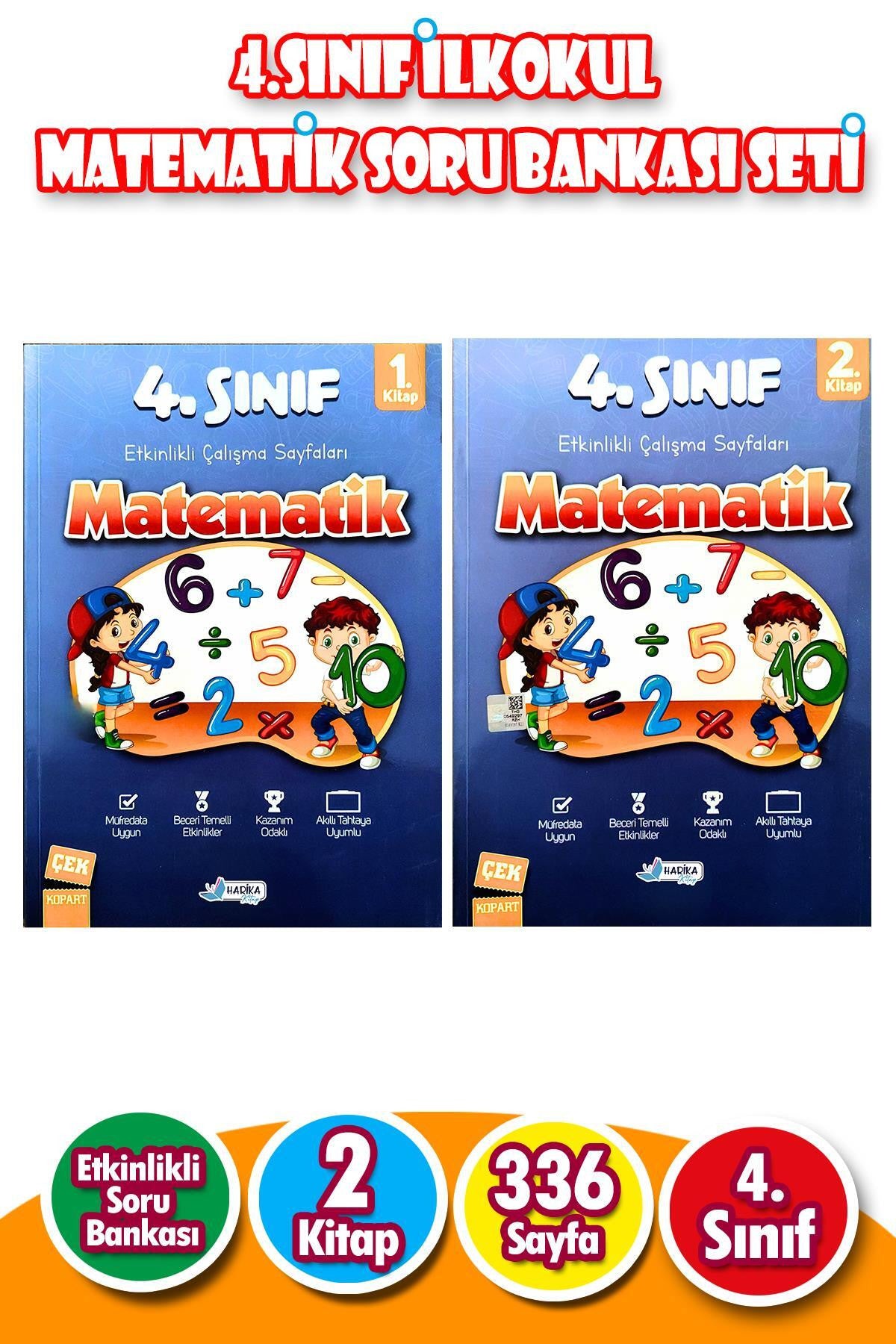 4.Sınıf İlkokul Matematik Soru Bankası Seti - 2 Kitap - 336 Sayfa kitap kapağı