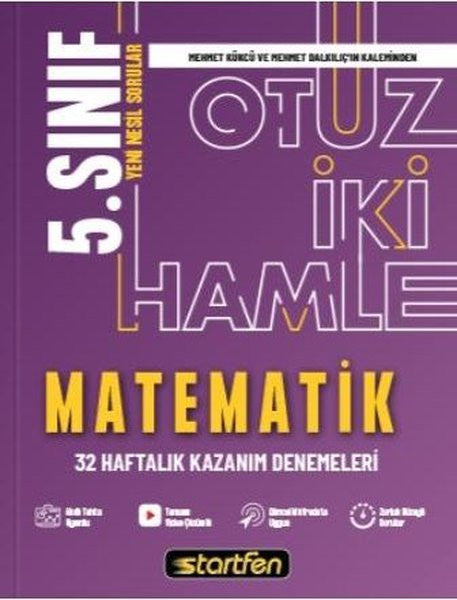 5. Sınıf Matematik 32 Hamle Haftalık Kazanım Denemeleri - Kolektif kitap kapağı