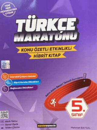 5. Sınıf Türkçe Maratonu Konu Özetli - Etkinlikli Kitap - Mehmet Baysal kitap kapağı