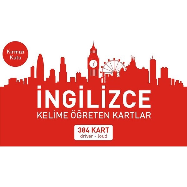 İngilizce Kelime Öğreten Kartlar - Kırmızı Kart - 384 Kart | Mavi Kelebek