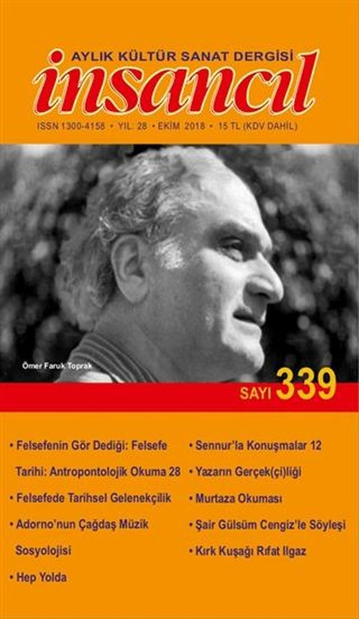 İnsancıl Aylık Kültür Sanat Dergisi Sayı: 339 Ekim 2018 | İnsancıl Dergisi Yayınları (Ciltsiz)