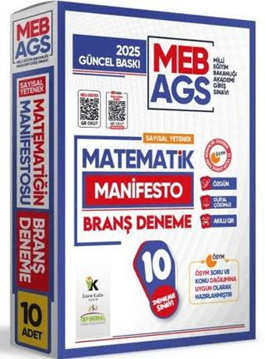 2025 MEB AGS Sayısal Yetenek Matematik Manifesto Branş Deneme Paketi 10lu Özgün Dijital Çözümlü | Karakutu Yayın (Ciltsiz)