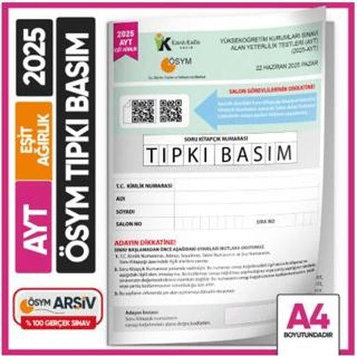 2025 YKS-AYT Eşit ağırlık (TM) ÖSYM Tıpkı Basım Çıkmış Soru Deneme Kitapçığı