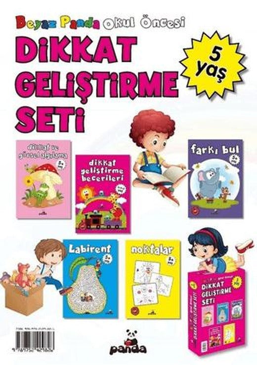 Okul Öncesi 5 Yaş Dikkat Geliştirme Seti (5 Kitap) | Beyaz Panda Yayınları (Ciltsiz)