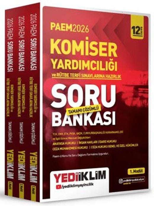 2026 PAEM Komiser Yardımcılığı ve Rütbe Terfi Sınavlarına Hazırlık Modüler Set Tamamı Çözümlü Soru Bankası 3 Modül | Yediiklim Yayınları (Ciltsiz)