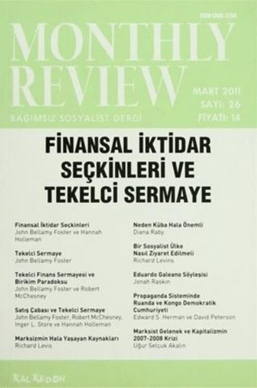 Monthly Review Bağımsız Sosyalist Dergi Sayı: 26 / Mart 2011 | Monthly Review Dergisi (Ciltsiz)
