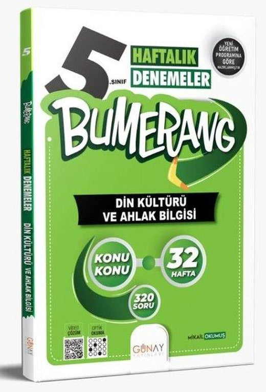 5. Sınıf Bumerang 32 Haftalık Din Kültürü ve Ahlak Bilgisi Denemeleri | Günay Yayıncılık (İnce Kapak)