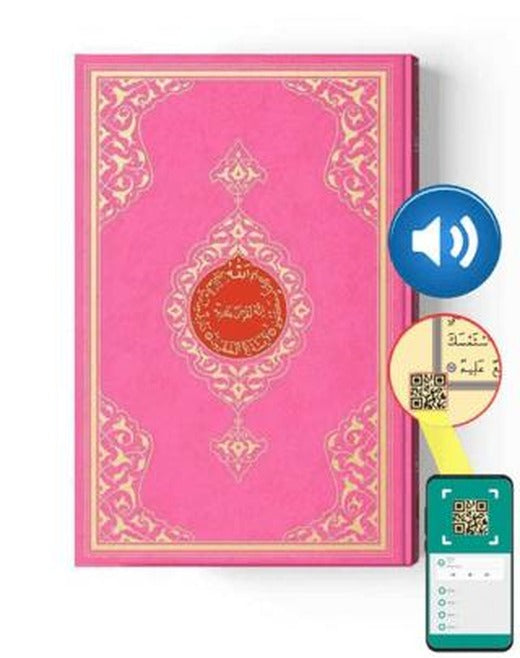 Rahle Boy Kur'an-ı Kerim (2 Renkli, Pembe, Mühürlü)