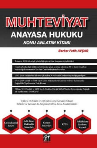 Muhteviyat Anayasa Hukuku Konu Anlatım Kitabı | Gazi Kitabevi (Ciltsiz)  - Resim 1