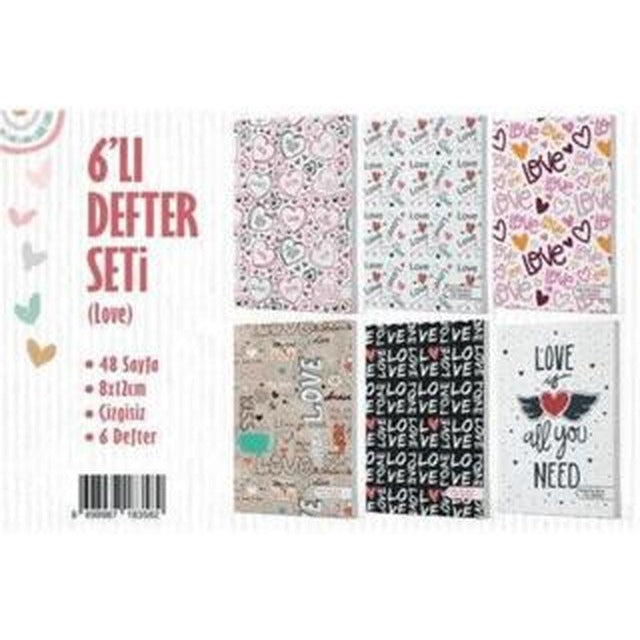 6'lı Defter Seti - Love | Note The Time