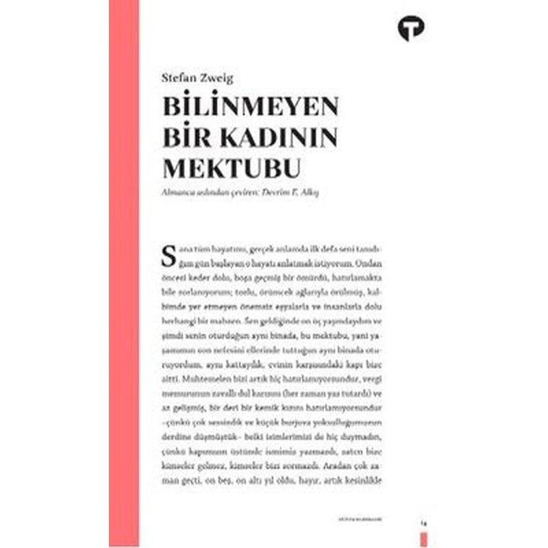 Bilinmeyen Bir Kadının Mektubu | Turkuvaz Kitap