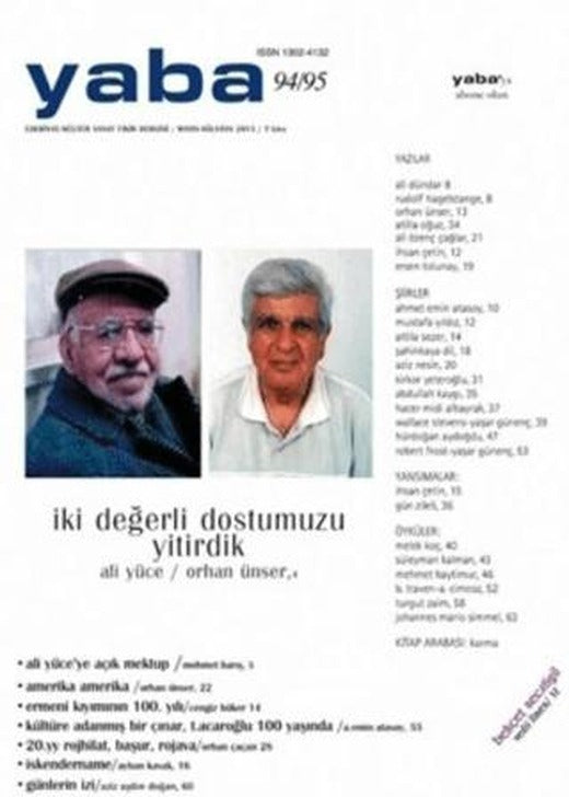 Yaba Edebiyat Dergisi Sayı: 94-95 | Yaba Dergisi Yayınları (Ciltsiz)