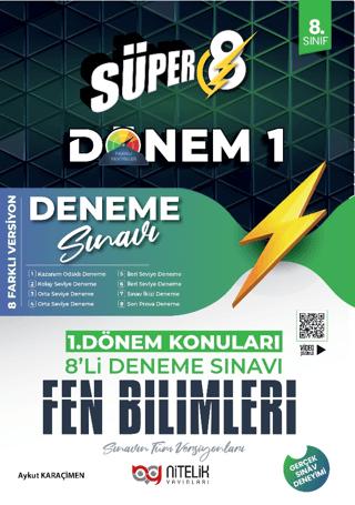 Süper 8 Fen Bilimleri 1.Dönem 8’li Deneme Sınavı | Nitelik Yayınları (Ciltsiz)  - Resim 1