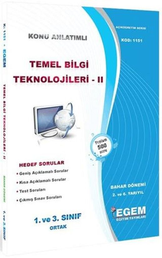 1. ve 3. Sınıf Ortak 2. ve 6. Yarıyıl Konu Anlatımlı Temel Bilgi Teknolojileri 3 - Kod 1151