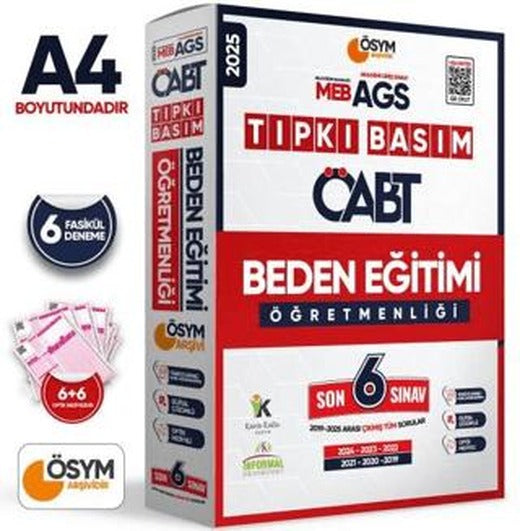 2025 MEB - AGS ÖABT Beden Eğitimi Öğretmenliği ÖSYM Tıpkı Basım 6lı Deneme Paketi Dijital Çözümlü