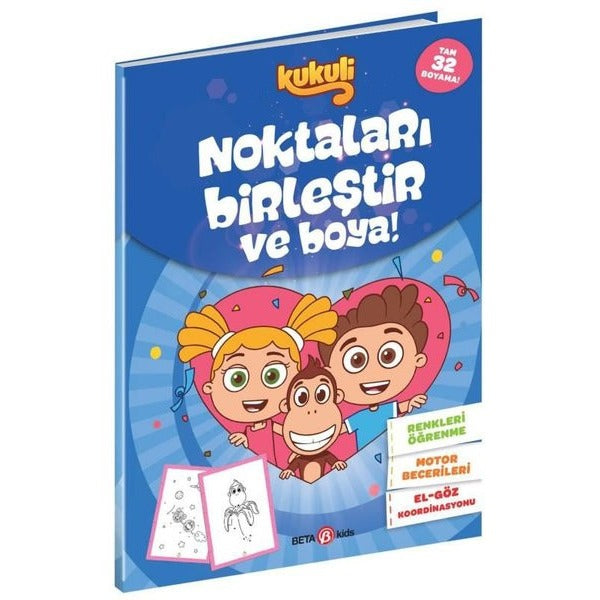 Kukuli - Noktaları Birleştir ve Boya! Mavi Kapak | Beta Kids (İnce Kapak)