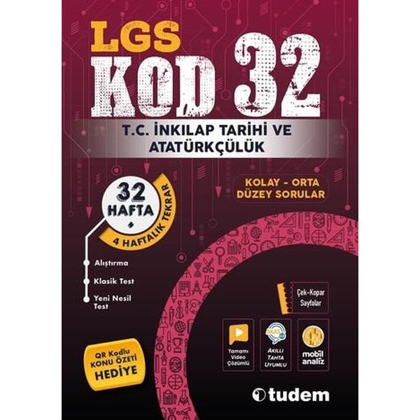LGS T.C. İnkılap Tarihi ve Atatürkçülük Kod 32 | Tudem Yayınları - Ders Kitapları (İnce Kapak)