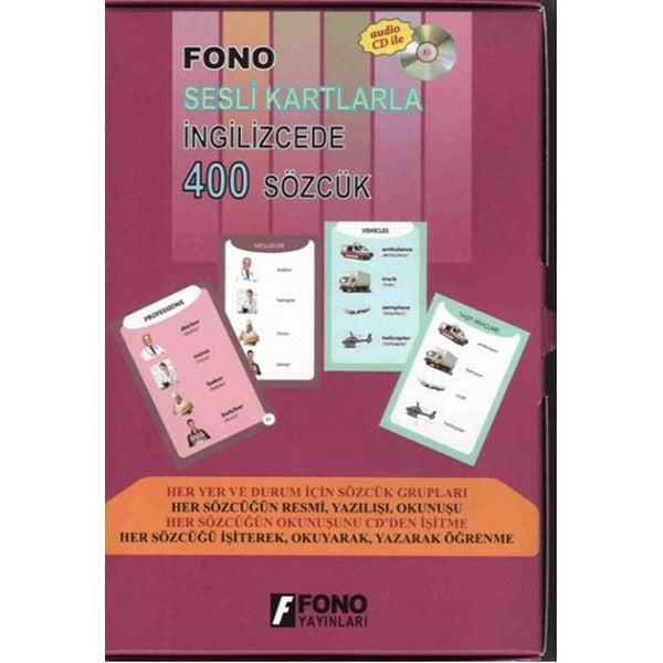 Fono Sesli Kartlarla İngilizcede 400 Sözcük | Fono Yayınları (İnce Kapak)