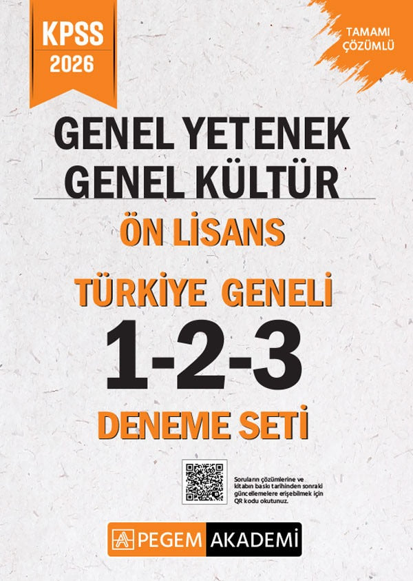2026 KPSS Genel Yetenek Genel Kültür Lise-Ön Lisans Tamamı Çözümlü Türkiye Geneli 1-2-3 (3'lü Deneme Seti)