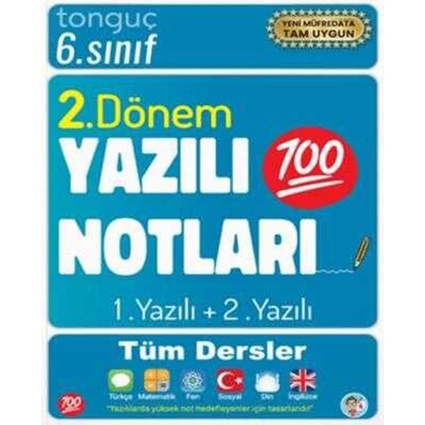 6. Sınıf Yazılı Notları 2 .Dönem 1 ve 2. Yazılı | Tonguç Akademi (İnce Kapak)
