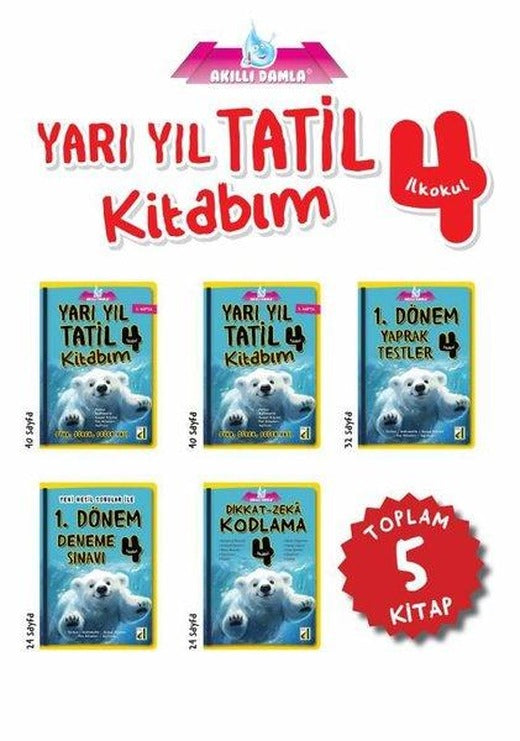 4 .Sınıf Yarı Yıl Tatil Kitabım Seti - 5 Kitap Takım | Damla Yayınevi (İnce Kapak)