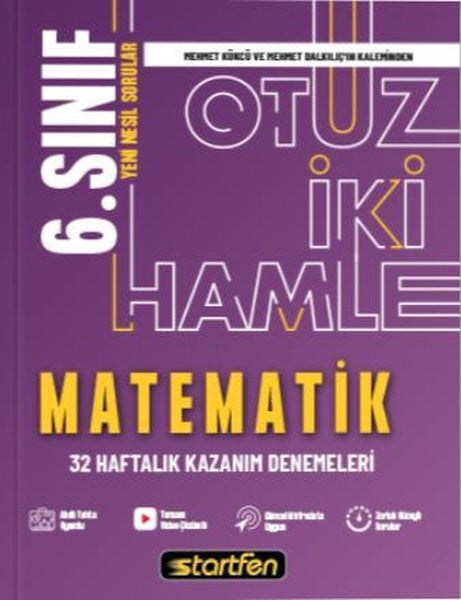 6. Sınıf Matematik 32 Hamle Haftalık Kazanım Denemeleri - Kolektif kitap kapağı
