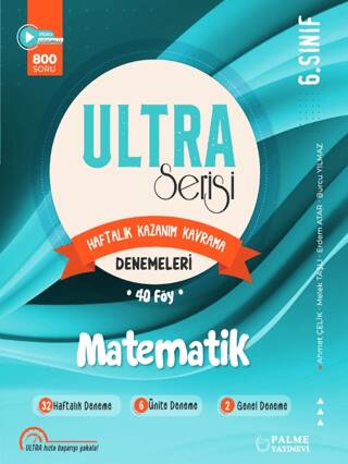 6. Sınıf Ultra Serisi Matematik Haftalık Kazanım Kavrama Denemeleri 40 Föy - Ahmet Çelik kitap kapağı