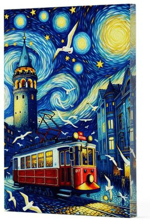 Van Gogh 1 - Galata Çizgili Yan Boyamalı Defter | Vivago Art