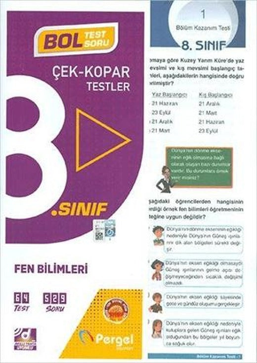 8. Sınıf 2022 Fen Bilimleri Çek Kopar Test (44 Bt-20 Üt) | Pergel Yayınları (Ciltsiz)
