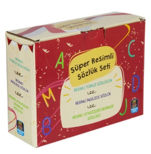 Süper Resimli Sözlük Seti Türkçe, İngilizce, Atasözleri (3 Kitap-Kutulu)