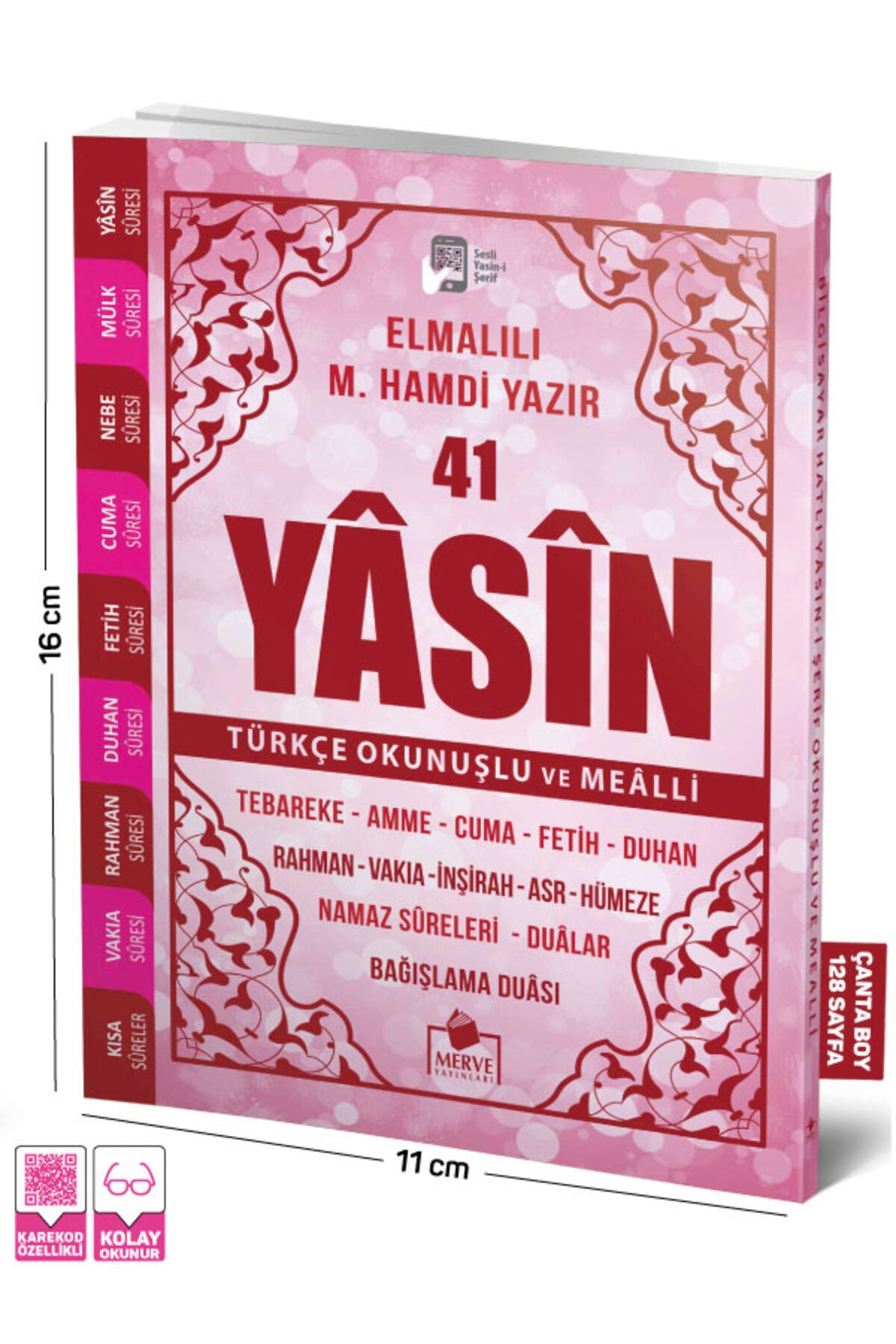 6532 Merve Yayınları 41 Yasin Çanta Boy Türkçe Okunuşlu Ve Mealli Pembe Kapak kitap kapağı