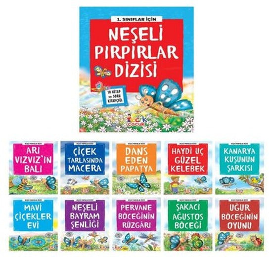 1. Sınıflar İçin Neşeli Pırpırlar Dizisi Seti - 10 Kitap Takım | Bıcırık Yayınları (İnce Kapak)