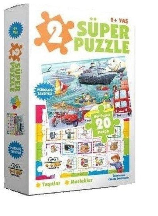 2 Süper Puzzle Taşıtlar-Meslekler 20 Parça | 0-6 Yaş Yayınları (İnce Kapak)