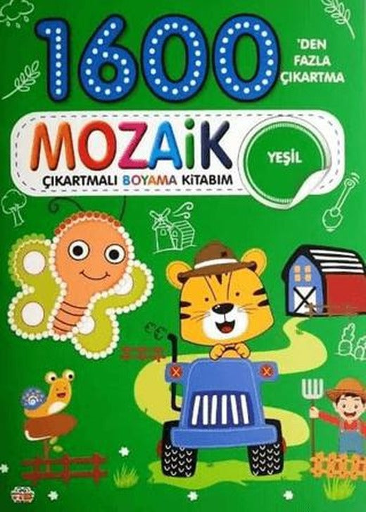 Mozaik Çıkartmalı Boyama Kitabı Yeşil 1600'den Fazla Çıkartma | 0-6 Yaş Yayınları (Ciltsiz)