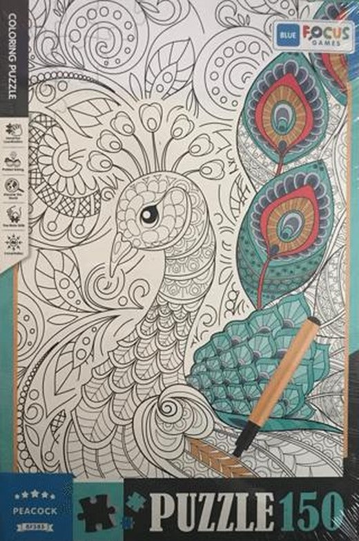 150 Parça Colorıng Puzzle Peacock - Tavuskuşu | Blue Focus Yayınları