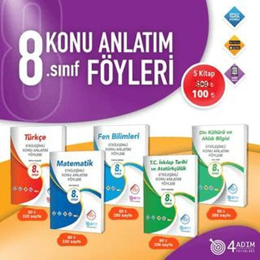 8. Sınıf Etkileşimli Konu Anlatım Föyleri Seti | 4 Adım Yayınları (Ciltsiz)