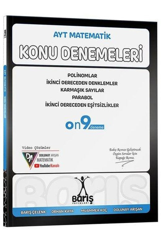 AYT Matematik Polinomlar İkinci Dereceden Denklemler - Eşitsizlikler Karmaşık Sayılar Parabol Konu | Barış Yayınları-Eğitim (İnce Kapak)