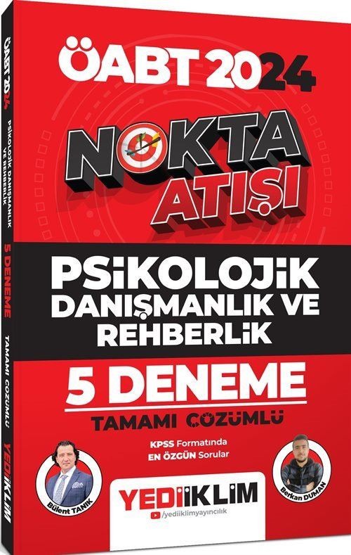 2024 ÖABT Nokta Atışı Psikolojik Danışmanlık ve Rehberlik Tamamı Çözümlü 5 Deneme | Yediiklim Yayınları (Ciltsiz)