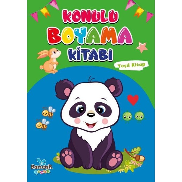 Konulu Boyama Kitabı - Yeşil Kitap | Sancak Çocuk (Ciltsiz)