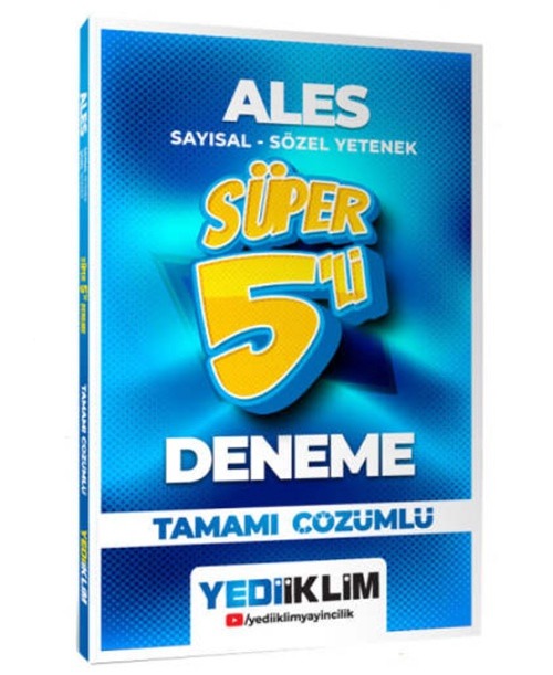 2026 ALES Sayısal  -  Sözel Yetenek Tamamı Çözümlü Süper 5'li Deneme | Yediiklim Yayınları (İnce Kapak)