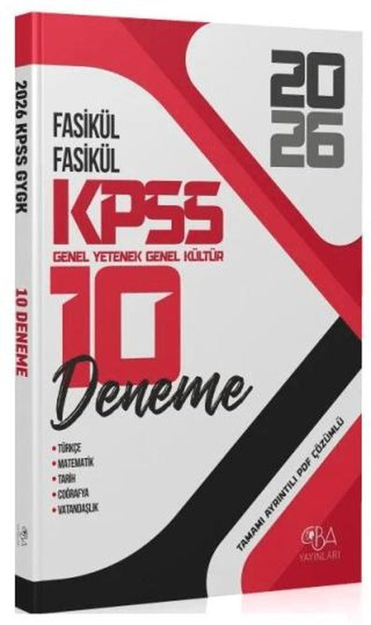 2026 KPSS Genel Yetenek Genel Kültür 10 Deneme Fasikül Çözümlü | CBA Akademi (Ciltsiz)