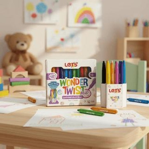 Let’s Wonder Twist Mini Çevirmeli Mum Boya 12 Renk | Lets