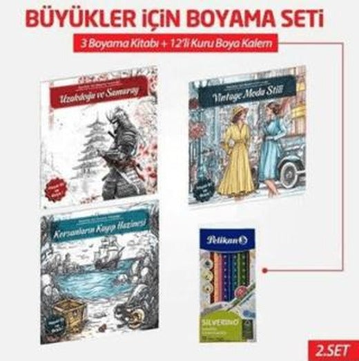 NTT 3 Kitap + Boyama Kalemi Büyükler İçin Boyama 2. Set | Note The Time